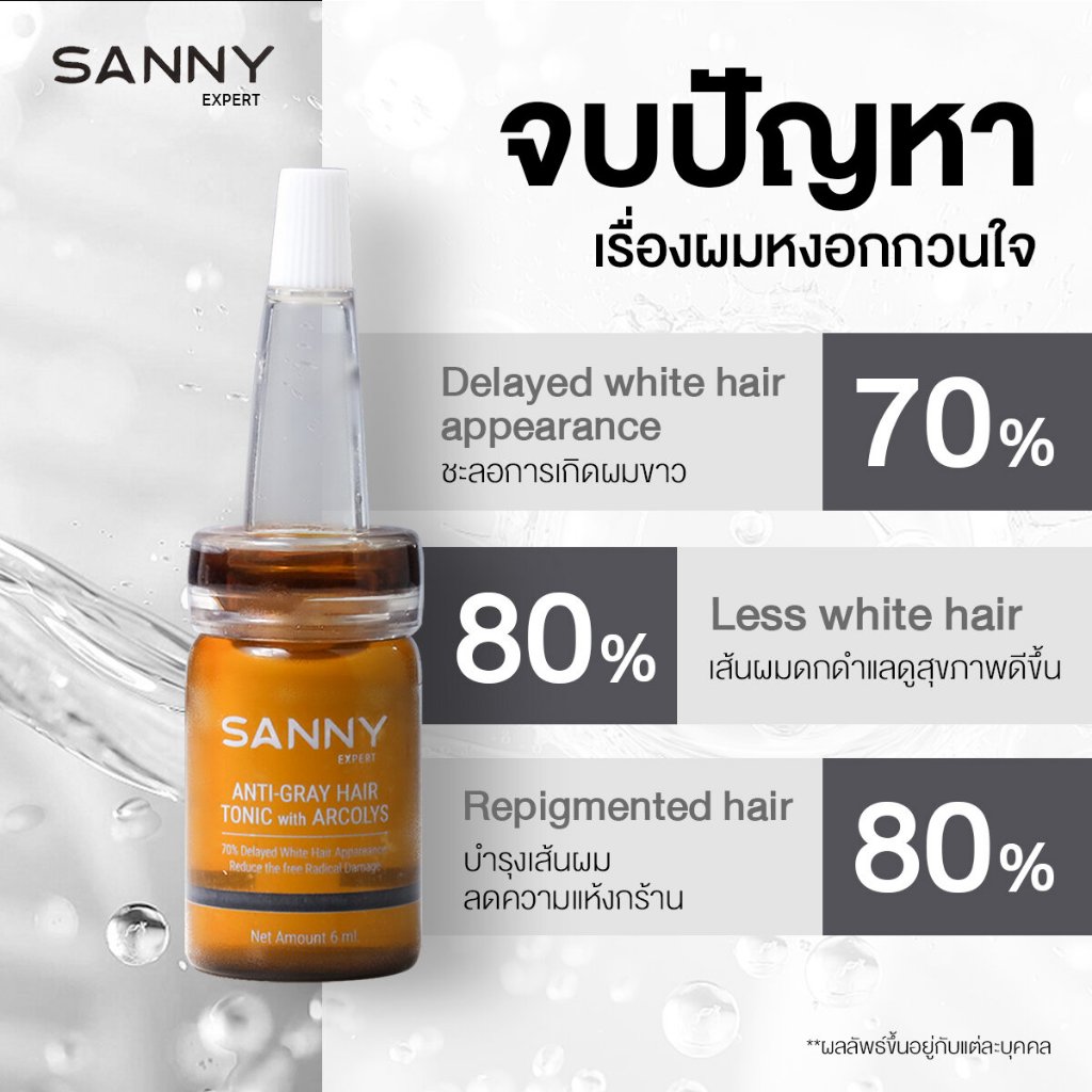 SANNY ANTI-WHITE HAIR TONIC เซรั่มหยุดผมหงอก ปิดผมขาว กระตุ้นเม็ดสี ขนาด7ml.  โดย mall to more - รูปที่ 3