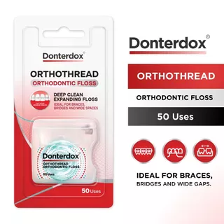 ไหมขัดฟันปลายแข็งสำหรับคนจัดฟัน - Donterdox รุ่น OrthoThread [จำนวน 50 เส้น] - ปลายแข็งสำหรับสอดใต้เหล็กจัดฟัน