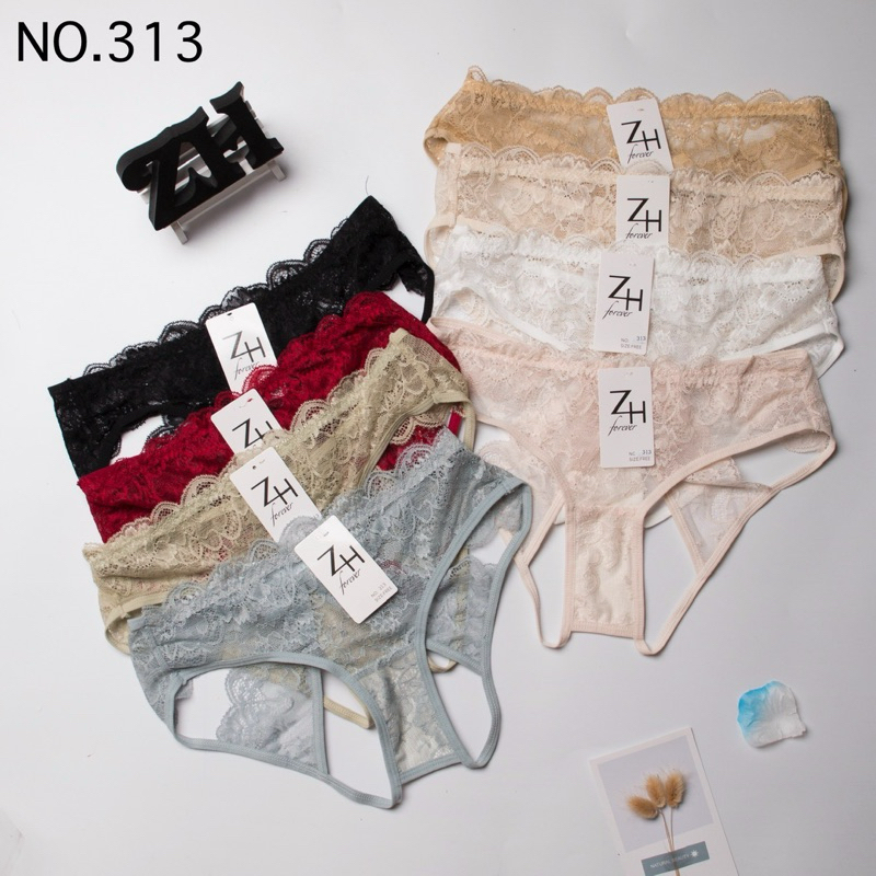 ZH.313 กางเกงชั้นในผู้หญิงลูกไม้สุดเซ็กซี่ บิกินี่เอวต่ำลูกไม้โชว์หลัง