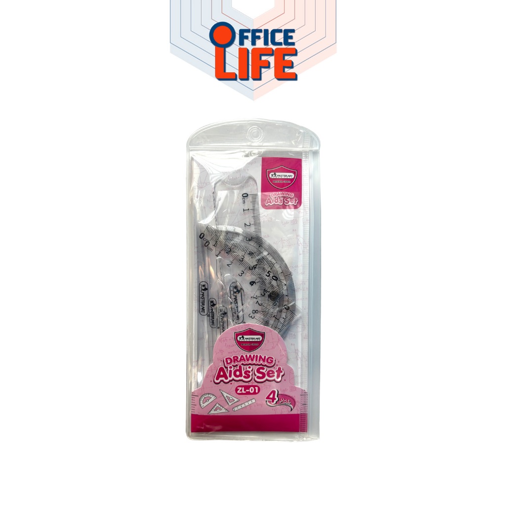 Master Art (มาสเตอร์อาร์ต) เรขาคณิต ชุดเรขาคณิต รุ่น ZL-01 ( 4 ชิ้น / ชุด )