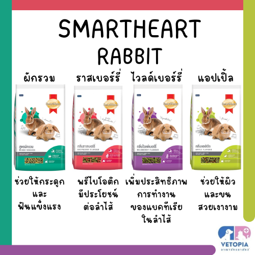 SmartHeart Rabbit food 1kg. อาหารกระต่ายโตเต็มวัย