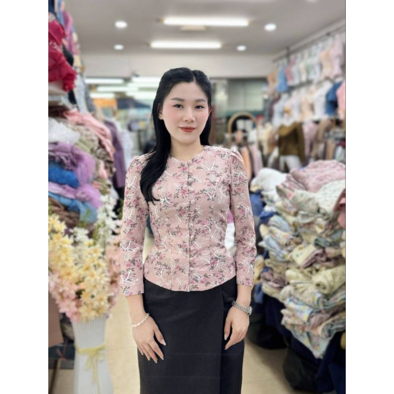 เสื้อผ้าฝ้าย ปักลายดอก