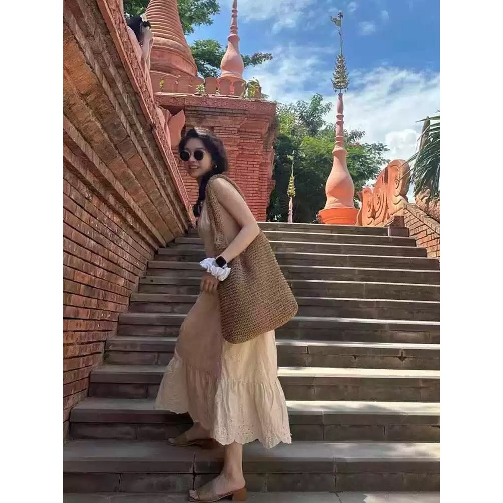 สไตล์เกาหลีใหม่กระเป๋าสาน กระเป๋าถัก hobo BAG ทรงย่าม มัซับใน(จัดส่งจากประเทศไทย)