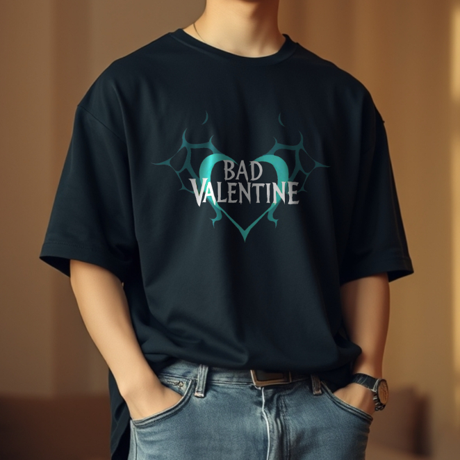 เสื้อยืดValentine แบรนด์ Vibeon ทรงโอเวอร์ไซต์คอกลมผ้าคอตตอนพรีเมี่ยม 100%