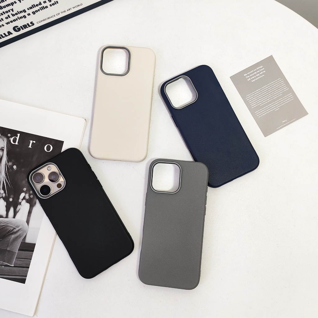 เคสหนัง เคสนิ่มสีทึบ ขอบกล้องโลหะ OPPO A16 A60 A79 A58 A57 A3X A3 A18 A17 RENO12 RENO11F SAMSUNG A06