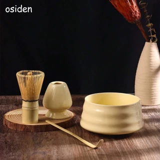 osiden ชุดชามมัทฉะ (4ชิ้น) Chawan ถ้วยชงมัทฉะ ถ้วยชงชาเขียว แปรงชงชา ที่ใส่มัทฉะ ที่ตักมัทฉะ