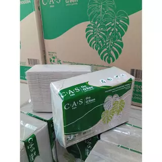 กระดาษเช็ดมือ หนา 2 ชั้น แบบแผ่น 250 แผ่น สีธรรมชาติ ยี่ห้อ CAS PRO รุ่น GO GREEN พร้อมส่ง