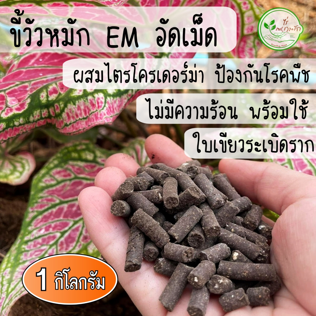 ขี้วัวนมหมัก EM อัดเม็ด อย่างดี กระสอบ 20 กิโลกรัม ผสมไตรโครเดอร์ม่า ขี้วัวอัดเม็ด  ขี้วัวหมัก มูลวัว บำรุงพืชระเบิดราก