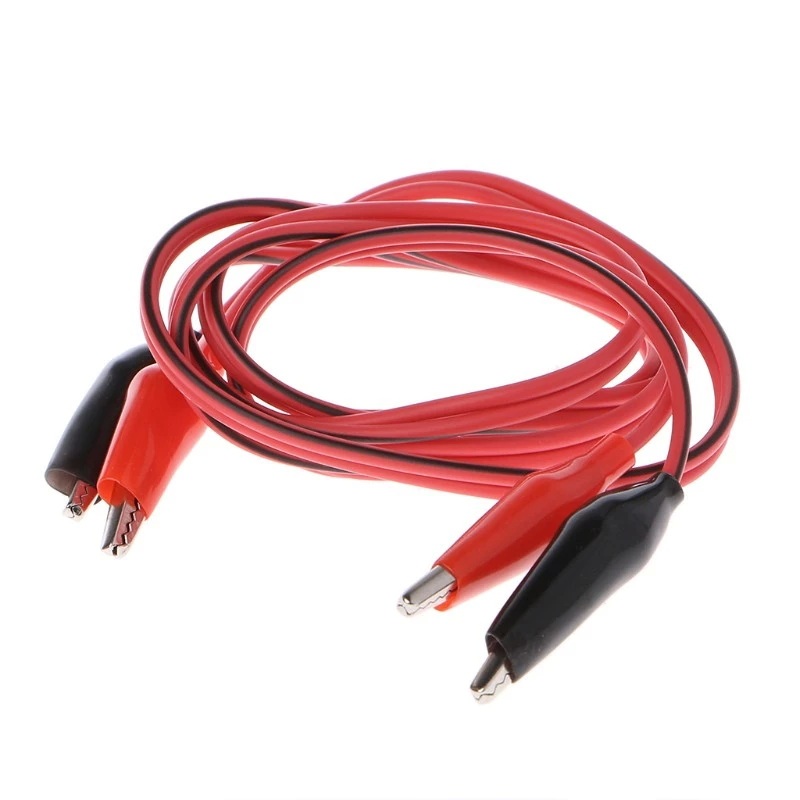 สายทดสอบปากคีบจระเข้สีแดงและสีดำ 2 เส้น ยาว 105 ซม. Clips Alligator Jumper Cable Wire