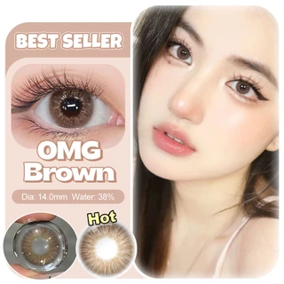 Realcon คอนแทคเลนส์ 6 เดือน Mini Olivia Brown คอนแทคเลนส์สายตาสั้น OMG สีน้ำตาลเทา 14.0mm ใช้ได้ครึ่งปี