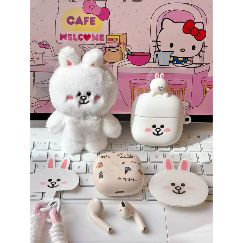 ลายหมีบราวน์พร้อมส่งค่ะ ✅เซทหูฟังบลูทูธไร้สาย พร้อมอุปกรณ์อื่นๆ