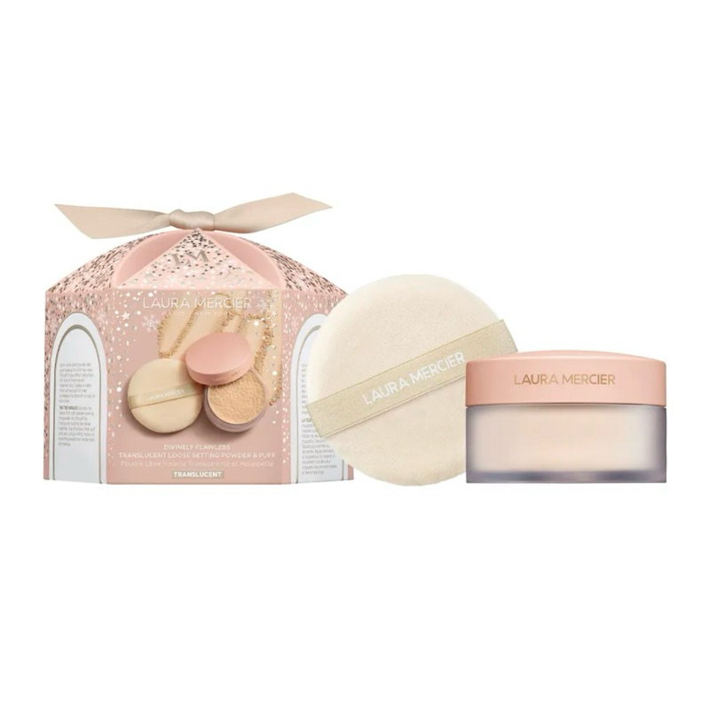 (💝LIMITED) LAURA MERCIER  DIVINELY FLAWLESS TRANSLUCENT LOOSE SETTING POWDER & PUFF ULTRA-BLUR TRANSLUCENT