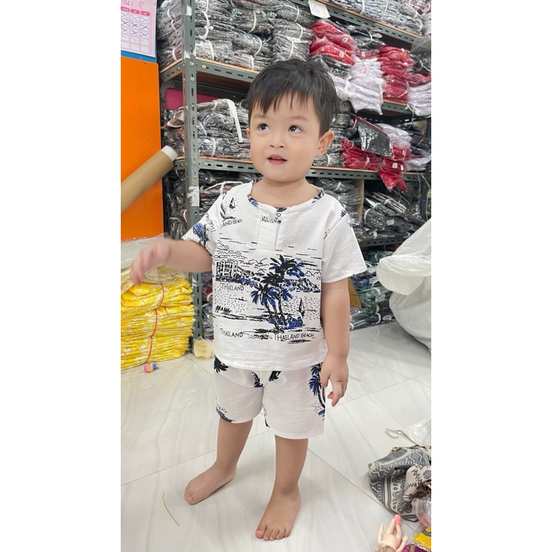 ชุดช้างคอกลมลายมะพร้าว เสื้อ+กางเกง เกรดพรีเมี่ยมพร้อมส่ง