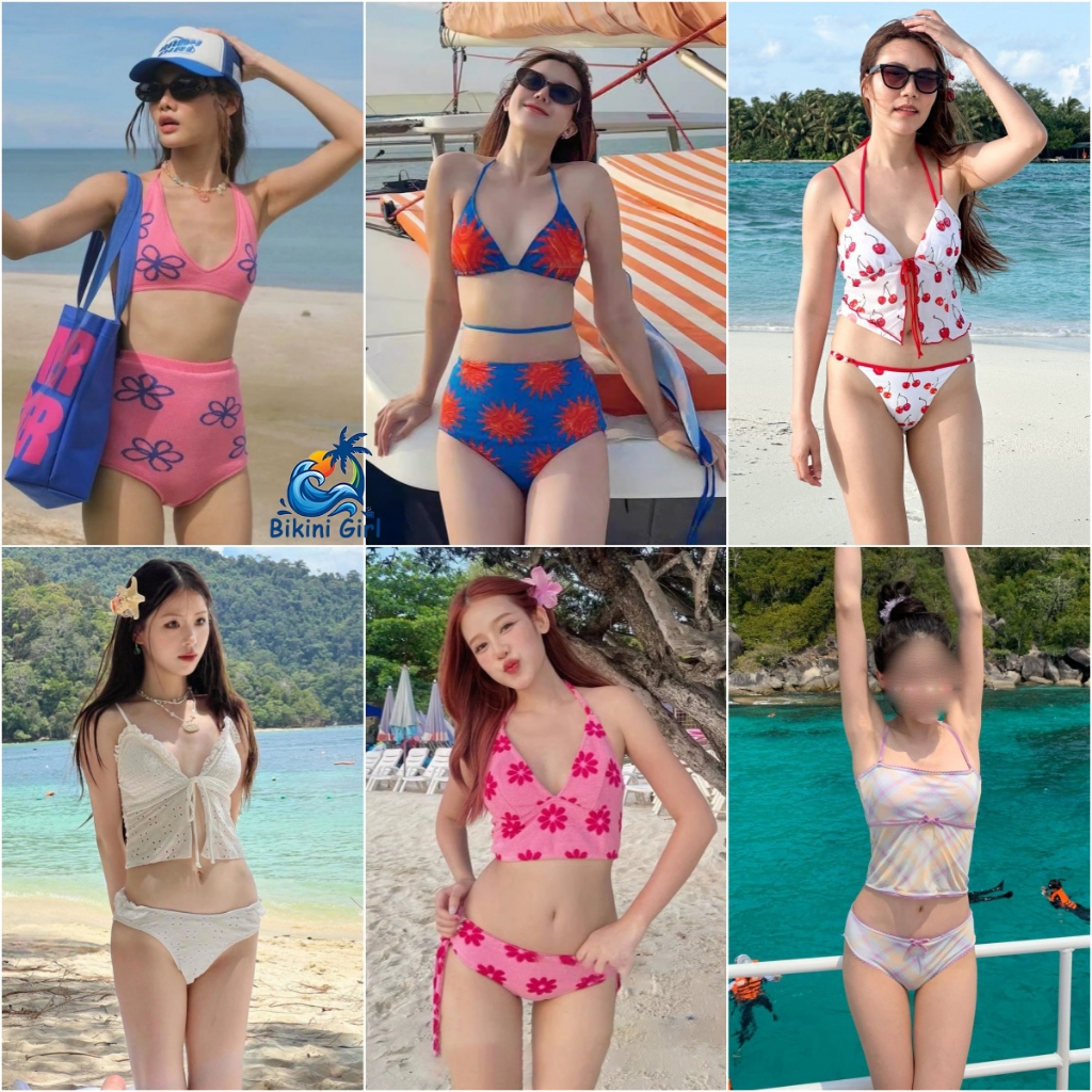 ชุดว่ายน้ำ บิกินี่ ทูพีช💕กางเกงเอวสูง มีฟองน้ำ สีสันสดใส✨ชุดว่ายน้ำแฟชั่น🚚ส่งไวจากไทย1-2วัน