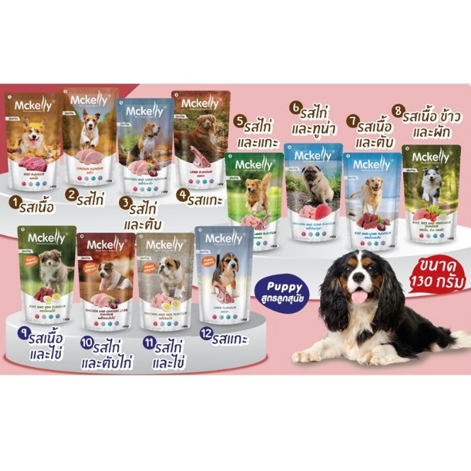 Mckelly Delite อาหารสุนัข ชนิดเปียก130กรัม 12ซอง*โปรดอ่านรายละเอียดก่อนสั่งซื้อ