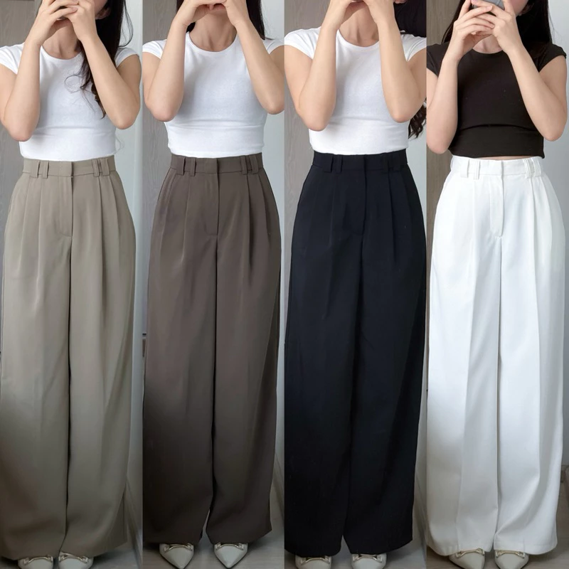 Cozy Pants ยาว 42-43 กางเกงขากระบอกใหญ่ ตะขอซิปหน้า 2 หู เนื้อผ้าลิลลี่ เหมาะสมหรับคนเอวเล็ก มีสะโพก มีต้นขา ตัวสูง 170+