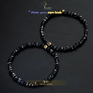 กำไลหิน " นิลสปิเนล นิลดำ " เกรดA แท้ 100% 4mm งานเจียระไนมือ