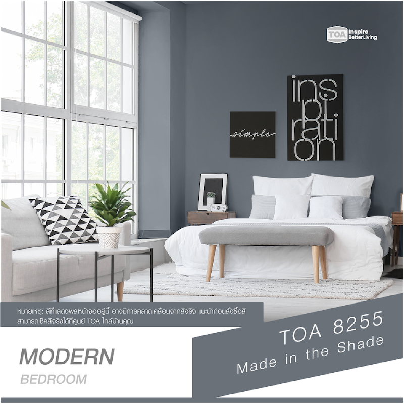 TOA 8255 Made in the Shade  3.7 ลิตร เกรด 15 ปีสีเทา สีทาภายนอก ภายใน เช็ดล้างง่าย