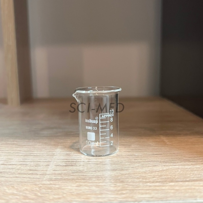 บีกเกอร์เเก้ว (Beaker glass) 10ml, Kuihuap LAB