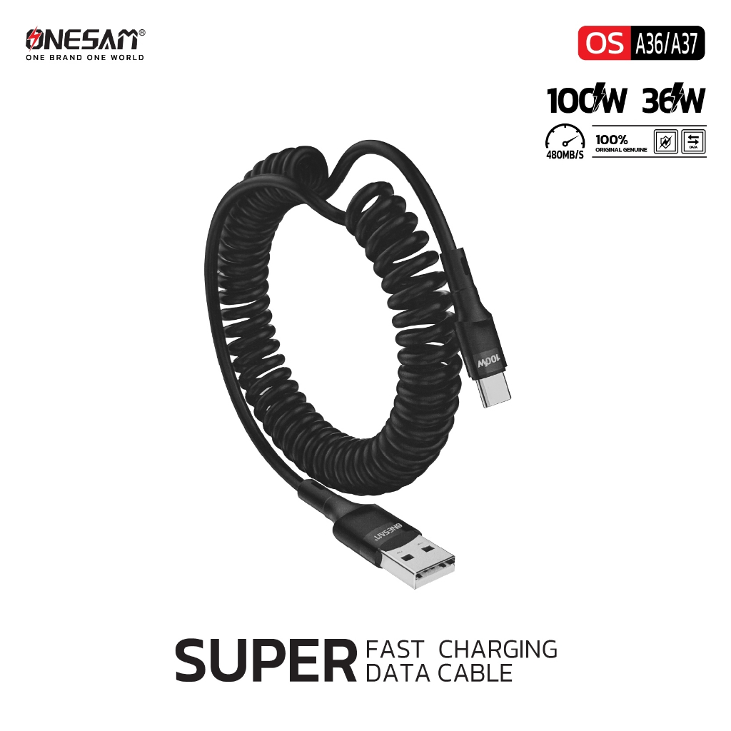 สายชาร์จและถ่ายโอนข้อมูล ONESAM รุ่น OS-A36-A37 สาย Super fast charging data cable ยาว 1.5 ม. ของแท้ 100% รับประกัน 1 ปี – โปรปัง