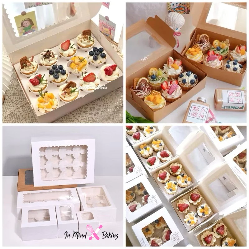 กล่องคัพเค้กรวมฐานหลุม foodgrade มี 5 ขนาด 1 / 2 / 4 / 6 / 12 หลุม/ BX9(BX9-ขาว2หลุม10ใบ)