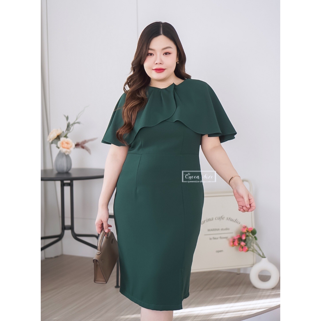 Maya-สีเขียว Plus size Fashion อก40 42 44 46 และ 48 เสื้อผ้าไซส์ใหญ่ ชุดเดรสแฟชั่นสาวอวบคนอ้วนใส่ไปง