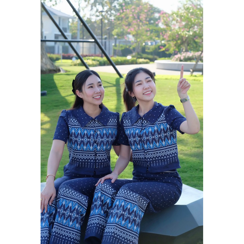 ชุดเสื้อกางเกงผ้าฝ้ายพื้นเมือง มีไซส์ 34“-44” เอว 26“-32”