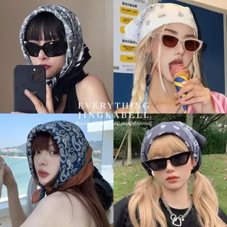 🔥พร้อมส่ง🔥 ผ้าพันคอซาติน ผ้าโพกหัววินเทจ【70x70 ซม】ผ้ามัดผมเกาหลีสไตล์วินเทจ