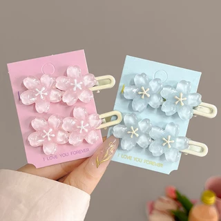 Rubuyou Ins กิ๊บหนีบผม รูปดอกซากุระ หน้าม้า คลิปด้านข้าง น่ารักหวาน สไตล์เกาหลี แฟชั่นสําหรับผู้หญิง เครื่องประดับผม