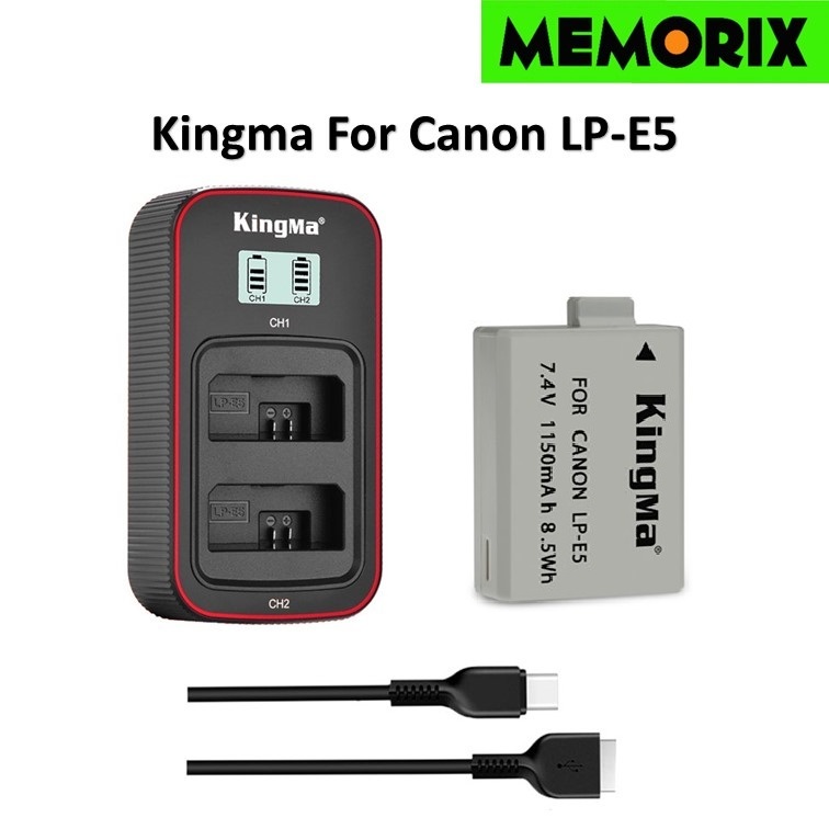 KingMa For Canon LP-E5 (1150mAh) Rechargable Li-ion battery / LCD Dual USB charger for Canon EOS 450