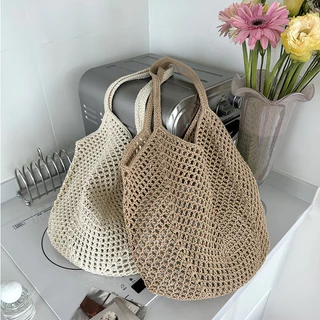 พร้อมส่ง 4 สี กระเป๋าเชือกถัก งานละเอียด ทรงสวย ด้านในมีถุงผ้าให้ P279