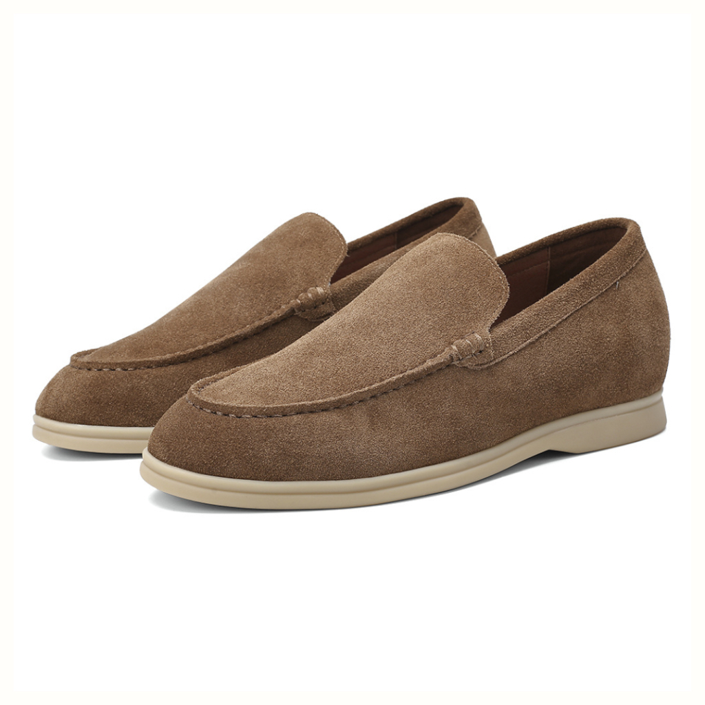 Suede Loafers - รองเท้าหนังกลับสีน้ำตาลทรงโลฟเฟอร์เพิ่มความสูง 5 ซม. | รองเท้าเสริมส้น Chuniverse