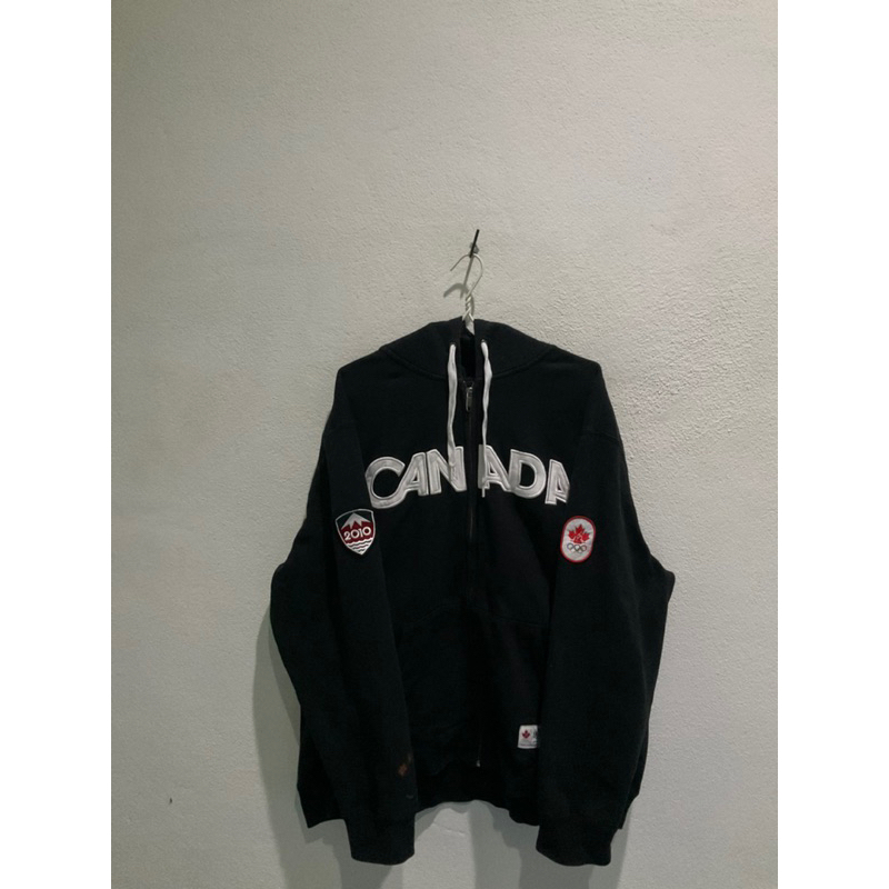 เสื้อฮู้ด Canada Hbc Olympic 2010 มีซิป สีดำ