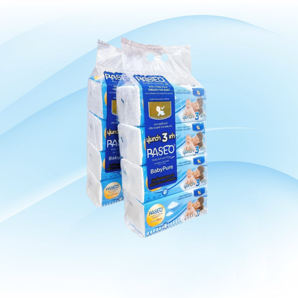 [แพค] Paseo Baby กระดาษทิชชู่เช็ดหน้า พาซิโอ เบบี้ ห่อ130แผ่น หนา3ชั้น แพค 4 ห่อ นุ่มมาก - 6