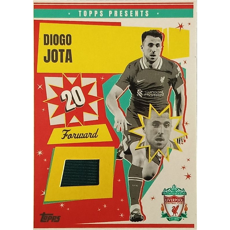 Topps Liverpool Team Set 23/24 Diogo Jota Match Worn การ์ด ชิ้นส่วนเสื้อ