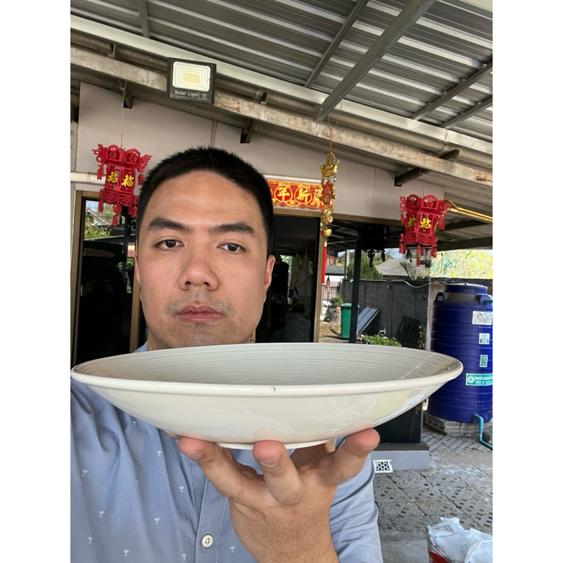 จานเซรามิก ทรงลึก ขนาด 10 นิ้ว สีขาวล้วน เซรามิคเนื้อพอร์ซเลน  ceramic porcelain ออกใบกำกับภาษีได้ รหัส132