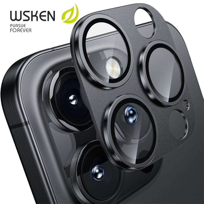 Wsken for ไอโฟน 16 Pro Max กระจกกันรอย เลนส์กล้อง Aluminium Lens สำหรับ iPhone 17 / 16 / 15 / 14 /13 HD ฟิล์มกระจกเต็มจอ