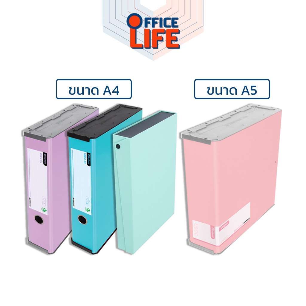 Elephant (ตราช้าง) แฟ้ม แฟ้มกล่องอเนกประสงค์ รุ่น UBOC ขนาด A4 / A4S / A5 สีสด สีพาสเทล ( 1 เล่ม )