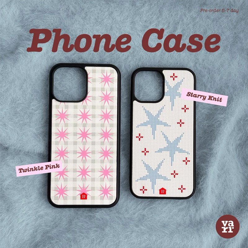 Phone Case Twinkle Pink Starry Knit เคสไอโฟน (ไม่มีแม่เหล็ก)