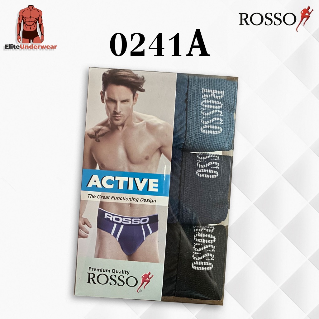 ROSSO (รุ่น 0241A) กางเกงในชาย ขาเว้า ดูดีมีสไตล์ คลาสสิก เรียบง่าย เข้ากับทุกลุค (คละสี 3 ตัว 3 สีเข้ม)