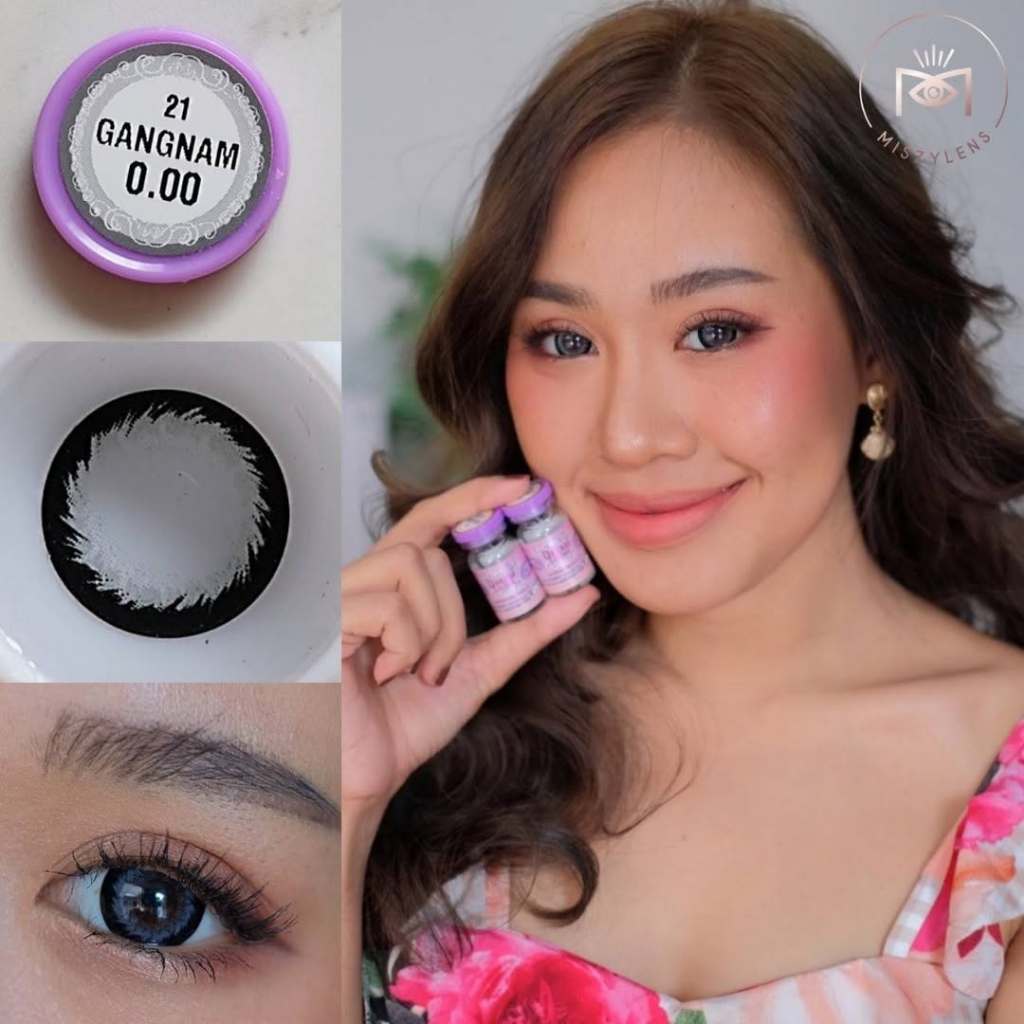 คอนแทคเลนส์ Dreamcolor1 รุ่น Gangnam  Gray ขอบดำ ตาโต บิ๊กอาย สายตาสั้น คอนแทคเลนส์สายตา