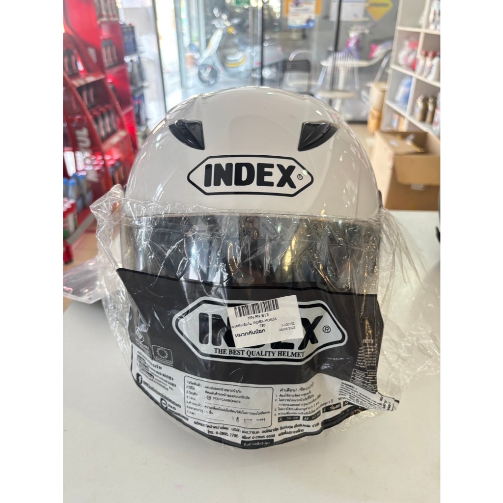 หมวกกันน็อคINDEX MONZAครึ่งใบชิวปรอทชากลางวันตัดแสงกลางคืนสบายตาไม่มึดใส่ขับขี่สบายวัสดุแข็งแรงมีมาต