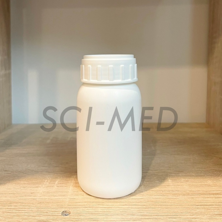 ขวดพลาสติก (HDPE) ขนาด 250ml, ฝาขาวไม่มีจุกใน