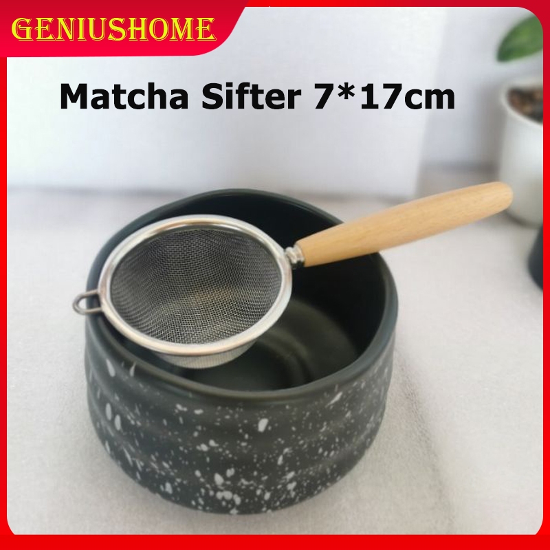 ตะแกรงร่อนผงชาเขียว ด้ามไม้​ ตะแกรงร่อนผงมัทฉะ กระชอน 304สแตนเลส ร่อนชา​ ที่ร่อนแป้ง แบบมินิมอล Matcha Strainer