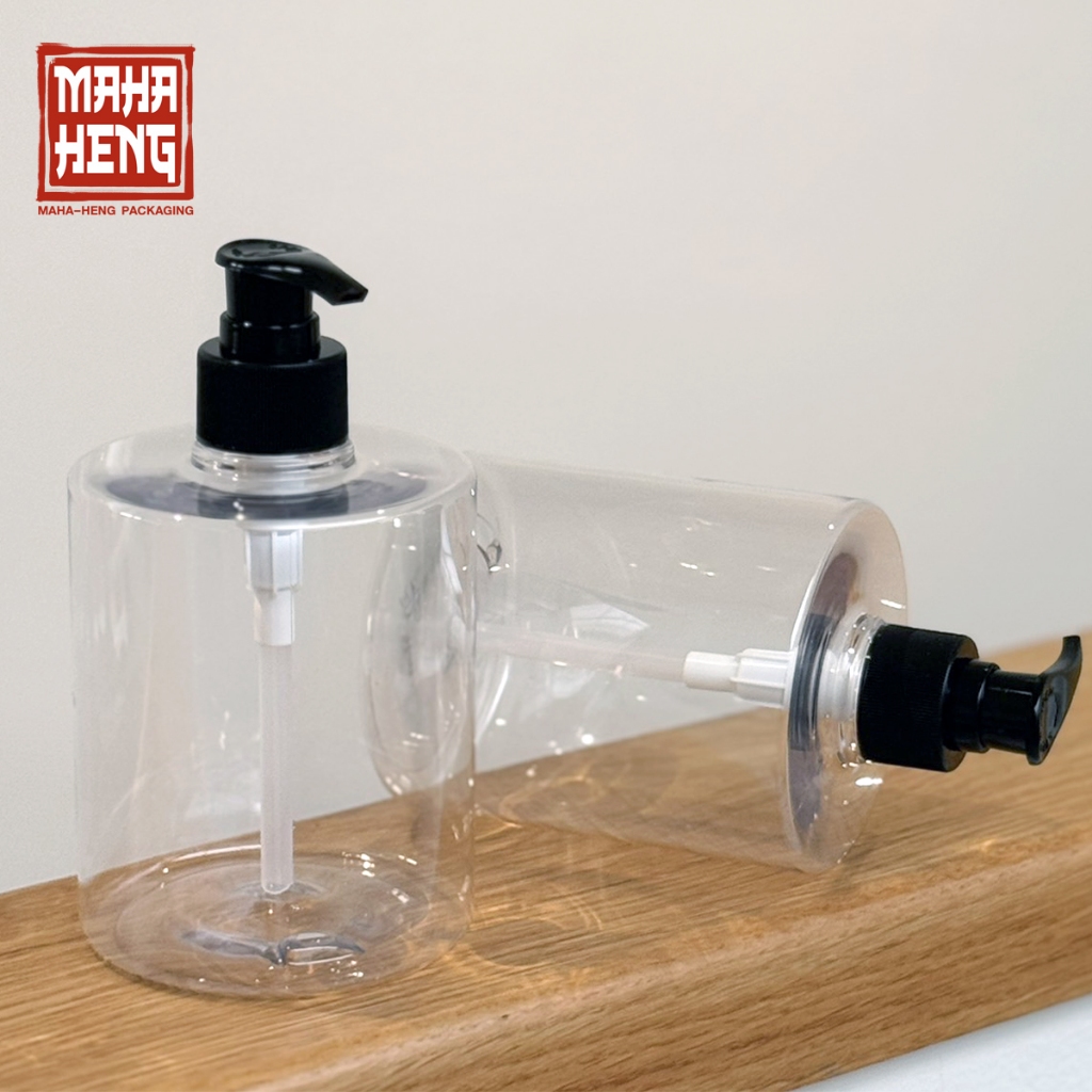ขวดปั๊มทรงหรูหรา ทรงกระบอก ขวดสบู่เหลว ขวดปั๊มทำแบรนด์ ขนาด 500ML พร้อมจัดส่ง มหาเฮงบรรจุภัณฑ์