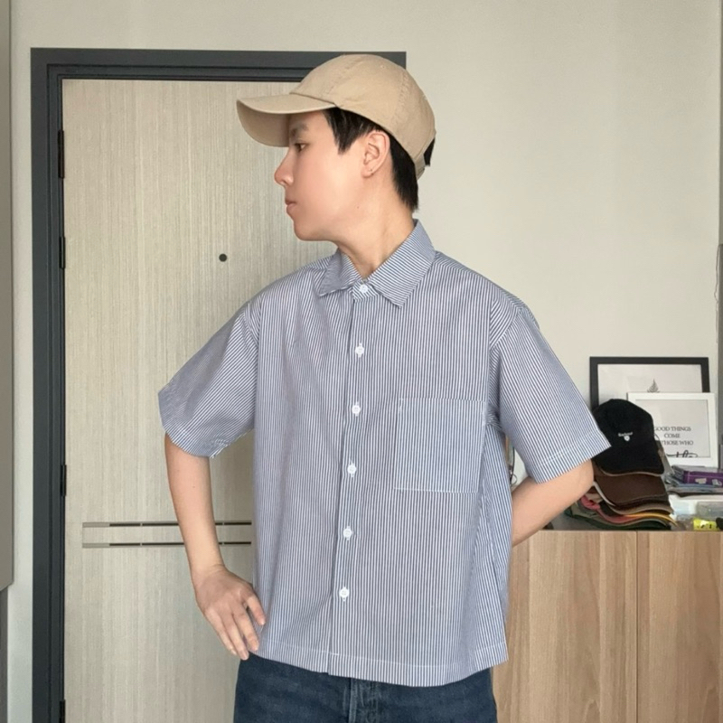 404 [Striped Cropped Shirt] เสื้อเชิ๊ตครอปแขนสั้นลายทาง