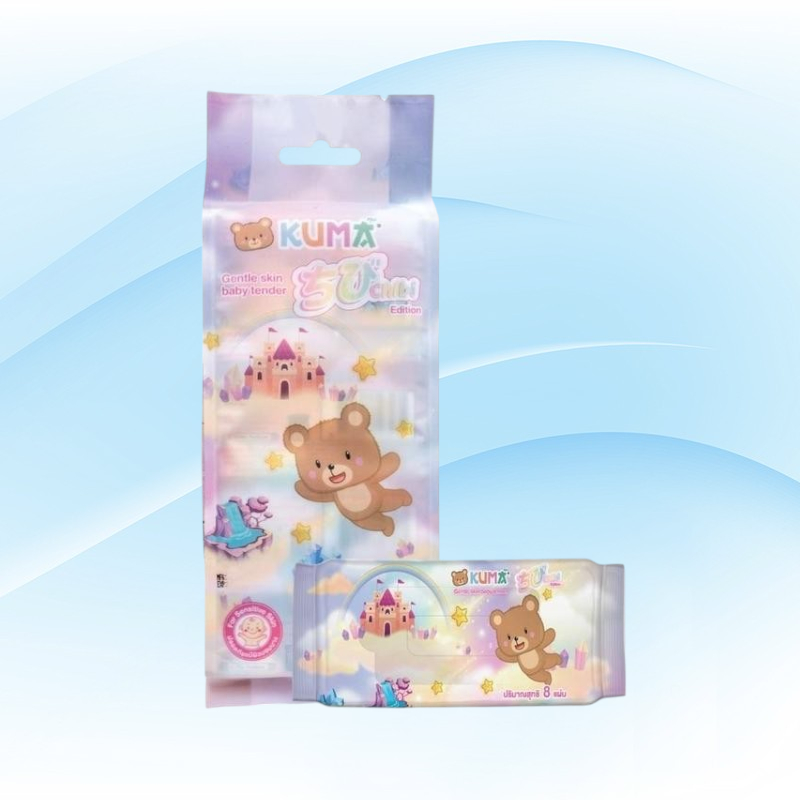 [แพค] KUMA Chibi คุมะ ชิบิ กระดาษทิชชู่เปียกพกพา แพค 4 ห่อ ห่อละ 8 แผ่น ห่อจิ๋ว ไซต์มินิ - 2