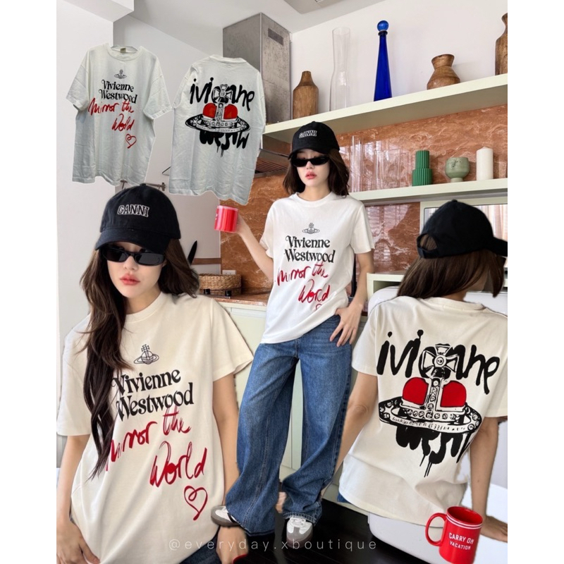Vivi t-shirt (350฿) เสื้อยืดแบรนด์ดังวิเวียน ชนช็อป คอลใหม่ลายน่ารักมากกก ดีเทลงานสกรีนหน้าหลัง valen