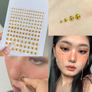 Piercing Jewelry Sticker สติ๊กเกอร์จิว 3D แบบไม่เจาะ หมุดกลม สีเงิน สีทอง ใช้ตกแต่งใบหน้า มีกาวในตัว ติดแน่น