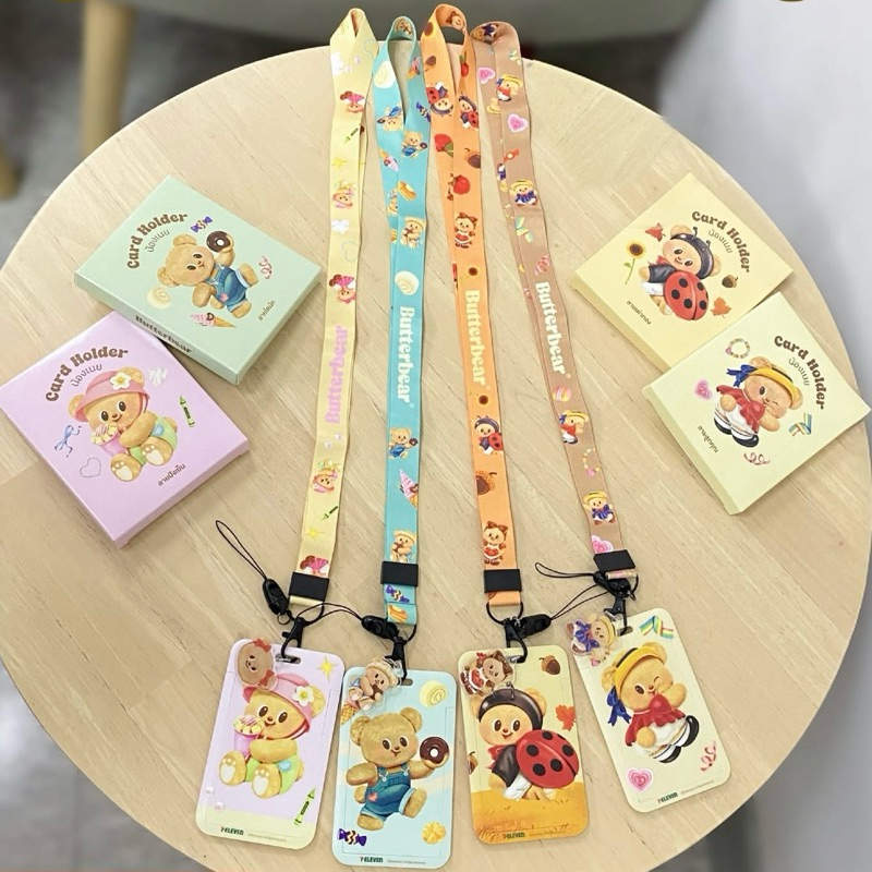 พร้อมส่ง Card Holder สายคล้องบัตรน้องเนย และปากกา น่ารักมาก ๆ ค่า Butter Bear